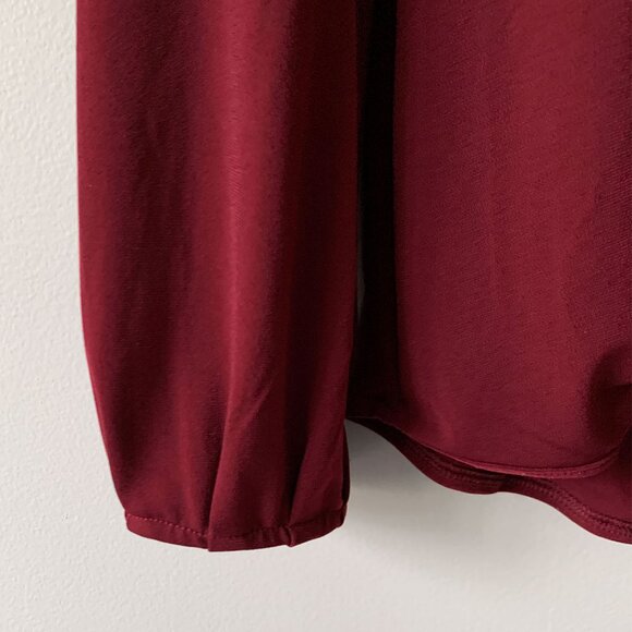 Banana Republic Women's Burgundy Long Sleeve Wrap Blouse - Picture 4 of 6
